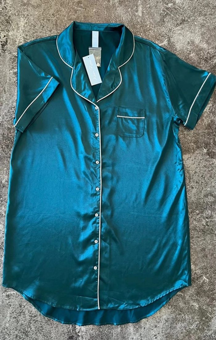 Pyjama nuisette bleu femme Alcea Rosea taille XL Nightdress Camicia notte donna Nachthemd Damen