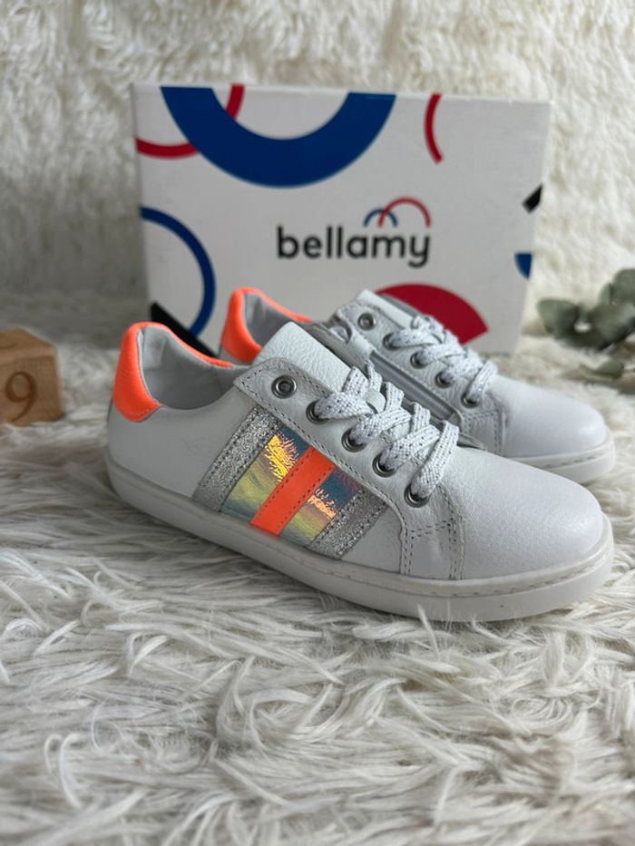 Paire de basket Bellamy blanche et rose fluo taille 29 - photo numéro 2