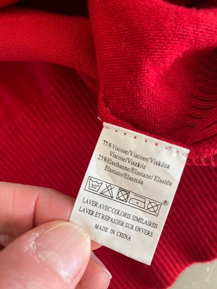Pull col roulé Cintre à Cintre en maille rouge vif taille 7 L ou XL - photo numéro 13