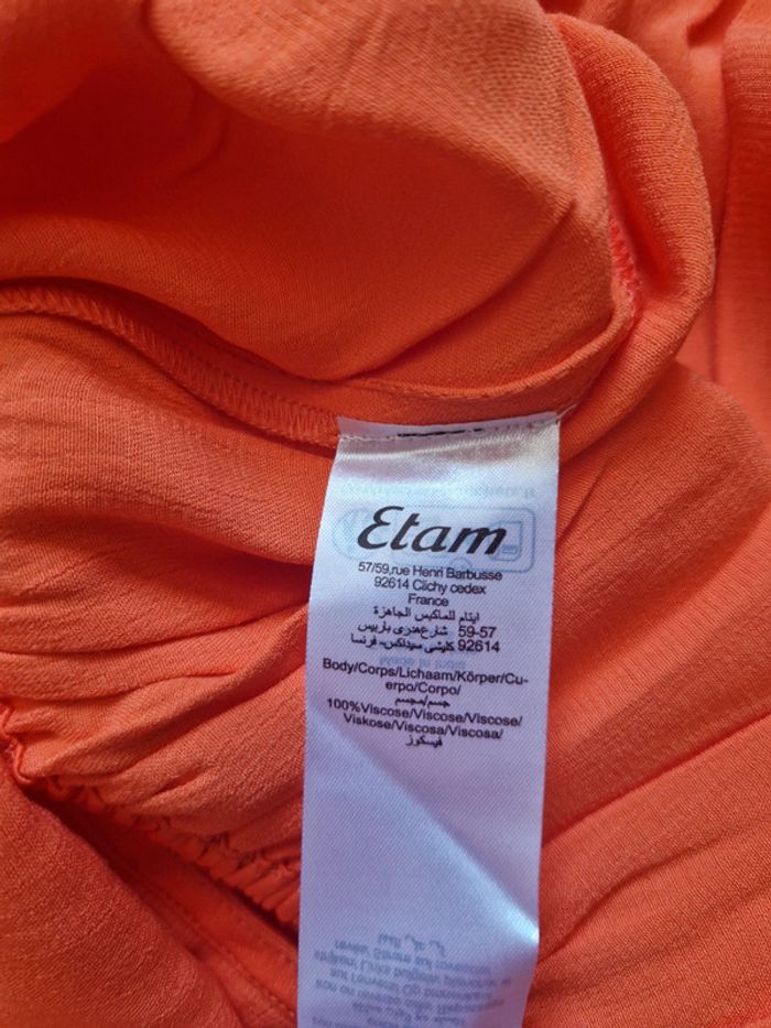 Robe midi orange vif de la marque etam, taille L, neuve avec étiquette - photo numéro 6
