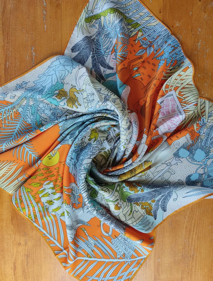 Foulard 90 animaux dans la forêt orange - photo numéro 2