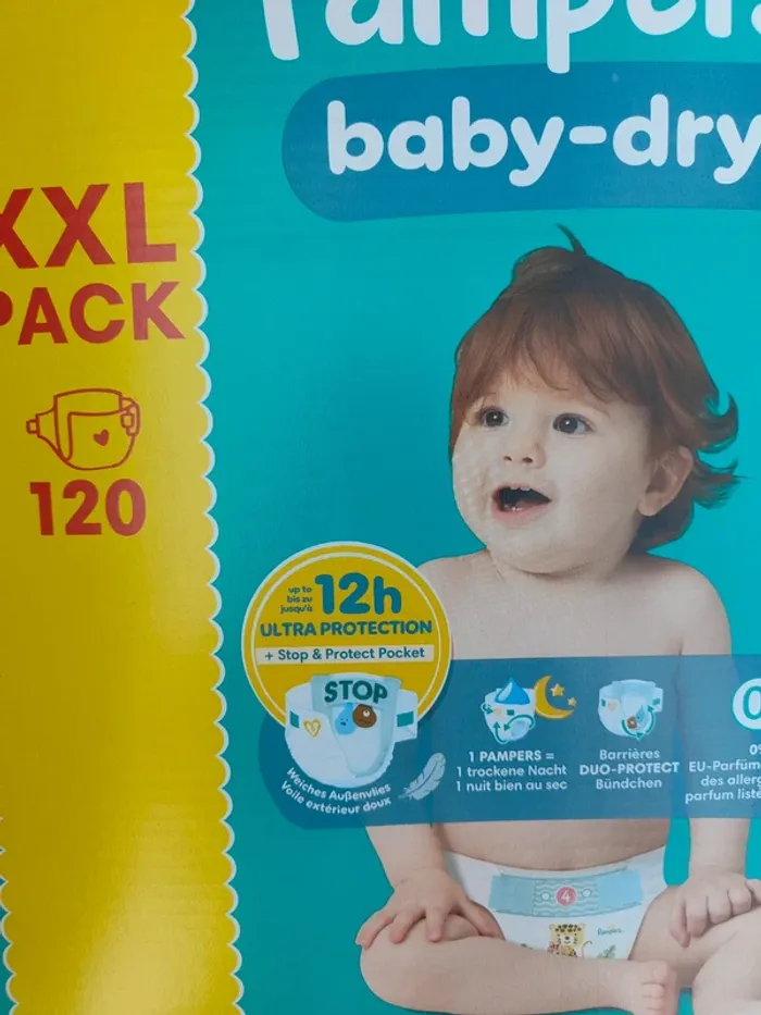 Carton pack XXL couches Pampers taille 4 - photo numéro 2