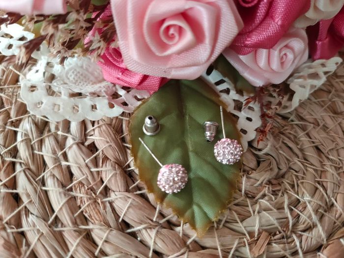 🌿Paire de boucle d'oreille shamballa rose🌿