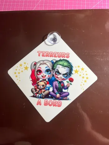Plaque terreurs à bords Jocker et Harley Quinn