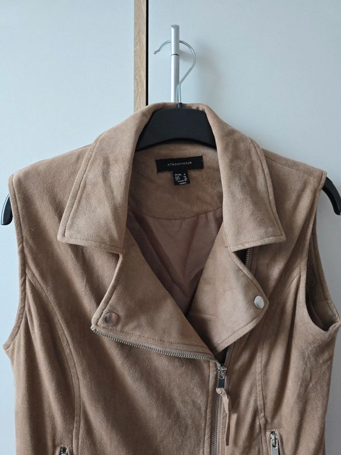 Veste sans manche beige velours - photo numéro 2