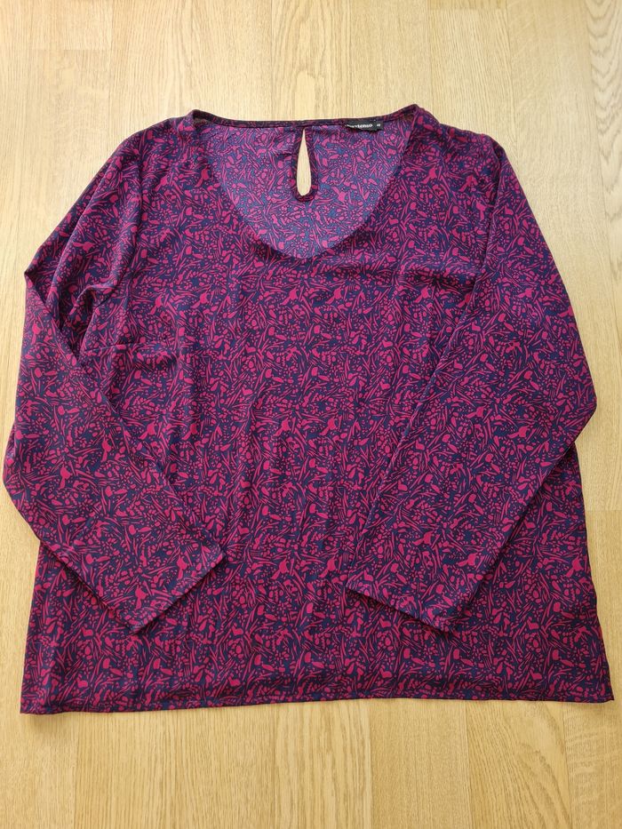 Blouse bordeaux et noir fluide écaillée taille 48 - photo numéro 2