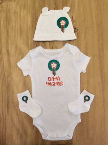Ensemble maroc cadeau de naissance bébé foot Marocain dima maghrib 