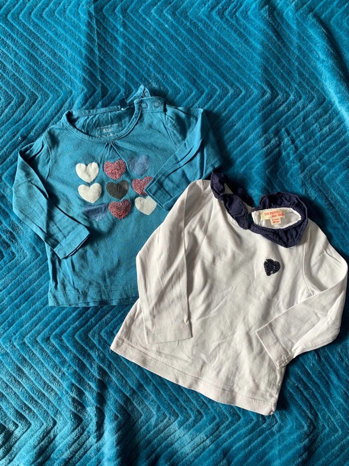 Lot 2 tee shirts fille 6 mois