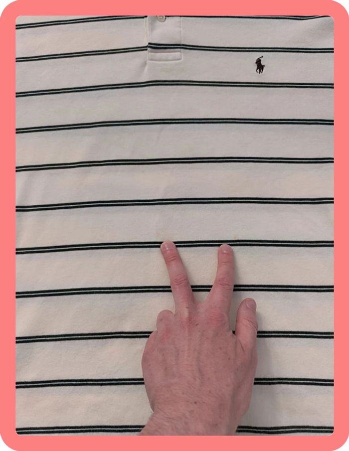 Polo Ralph Lauren homme taille XL couleur crème rayures vertes logo bordeau - photo numéro 7
