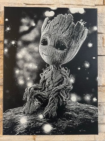 Tableau Baby Groot en toile 30x40cm – déco geek et mignonne