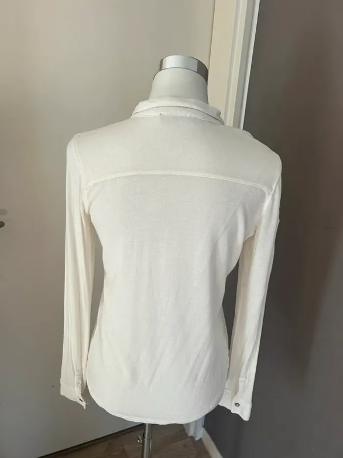 Monoprix, blouse, top, haut chemise blanc, écru, manches longues, taille 1/36 - photo numéro 3