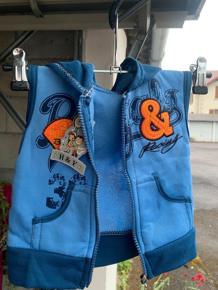 Pull sans manche à capuche + sous pull , été , - photo numéro 3