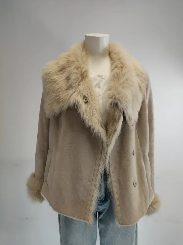 Parka beige 123 Vintage Élégante fausse fourrure - photo numéro 2
