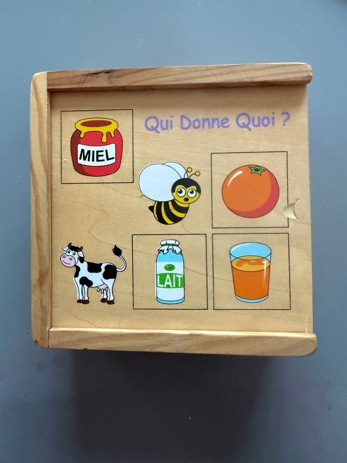 Jeu de Domino-Mémo 'Qui donne quoi ?' en bois de Sapin Malin et 6 puzzles Hello kitty - photo numéro 4