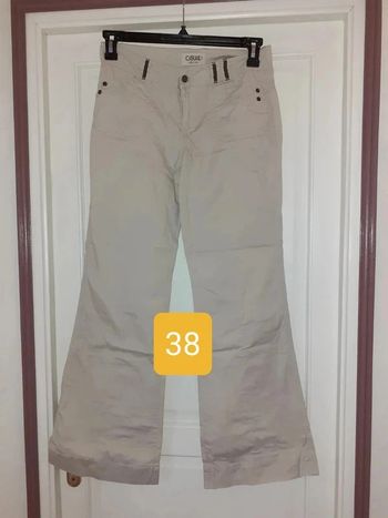 Pantalon léger pattes éléphant beige