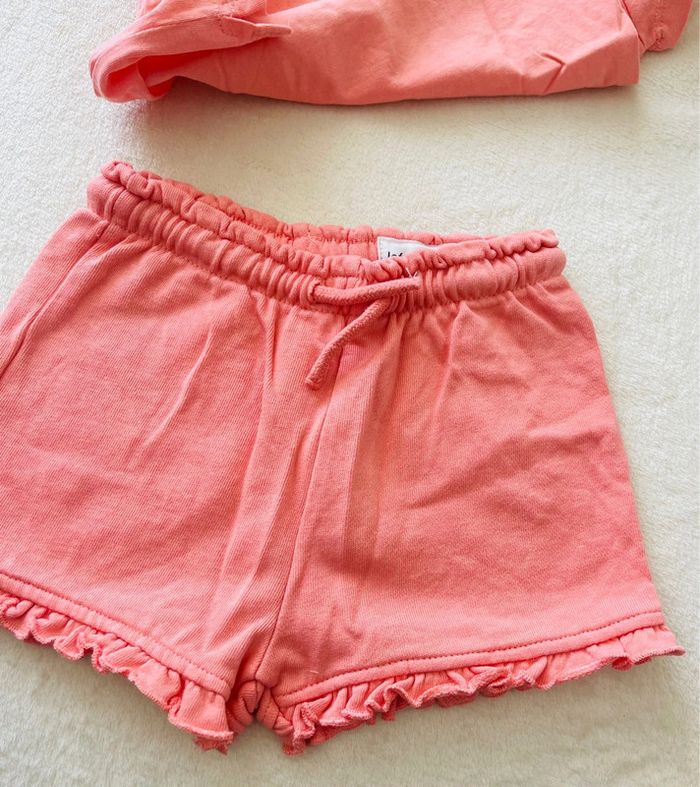 Ensemble tee shirt et short couleur rose corail 12-18 mois 86cm Lefties - photo numéro 5