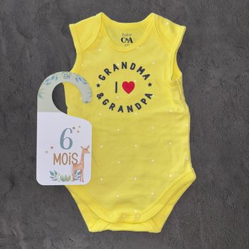 Body jaune grand mère grand père C&A / 6 mois / Très bon état