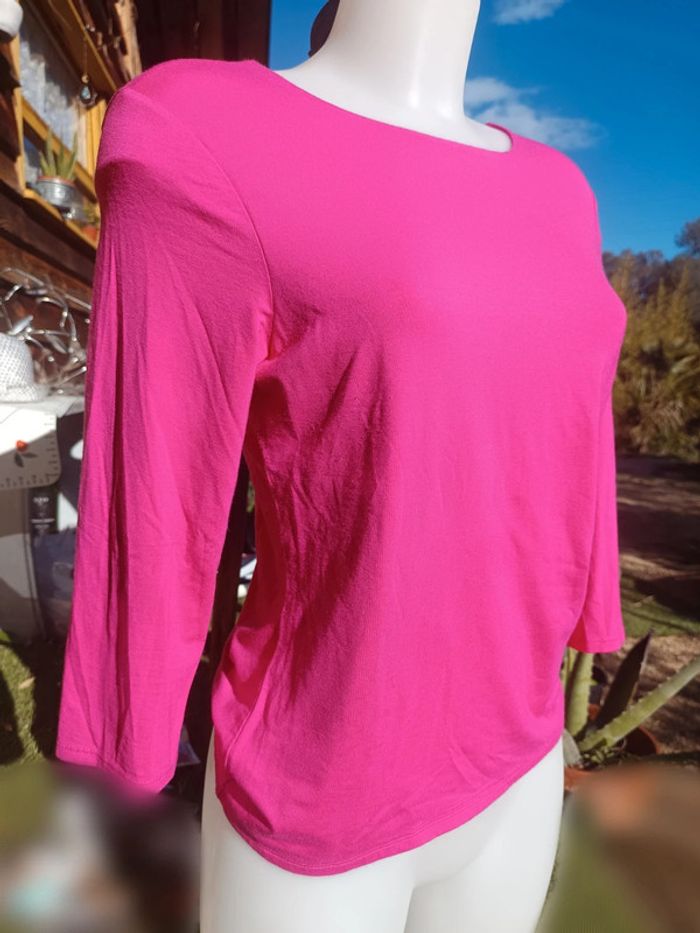 T-shirt près du corps viscose spandex rose fushia Gap