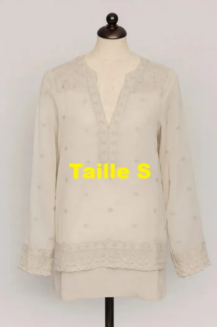 Tunique manche longue voile semi transparente beige Vero Moda Taille S