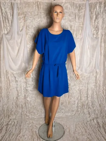 robe d'été bleu roi avec ceinture taille unique du 36 au 44