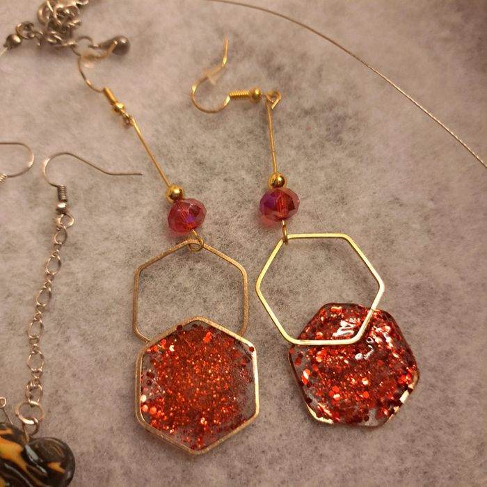 Lot de boucles d'oreilles pendante multicolore - photo numéro 6