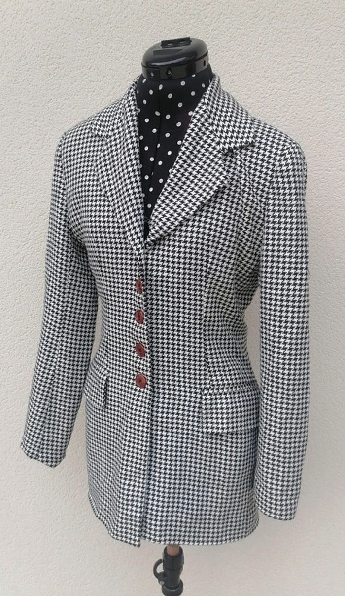 Veste / blazer noir blanc pied de poule Taille S La City - photo numéro 7