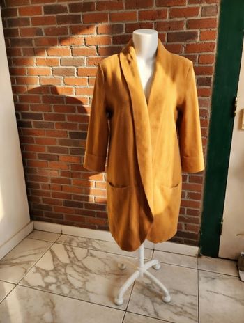 Longue veste blazer légère moutarde 