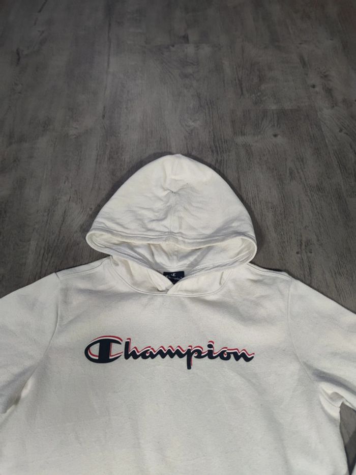 Sweat à Capuche Champion Blanc Logo Floqué Taille XS Homme - photo numéro 2