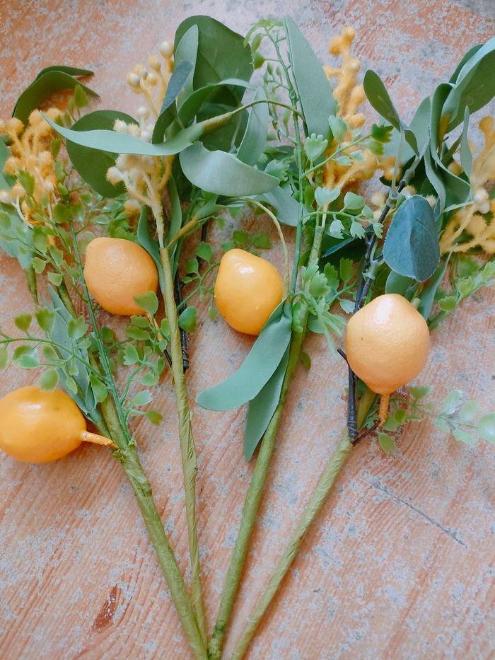 Branches artificielles de citronnier et mimosa pour déco mariage ou autre