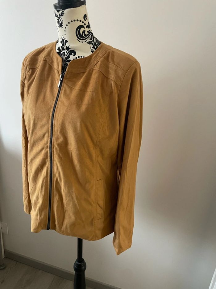 Veste blouson à manches longues moutarde en daim suédine Atlas for women taille 42/44 - photo numéro 3