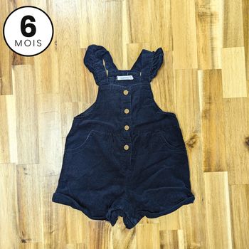 Salopette short en velours côtelé bleu marine - bébé 6 mois