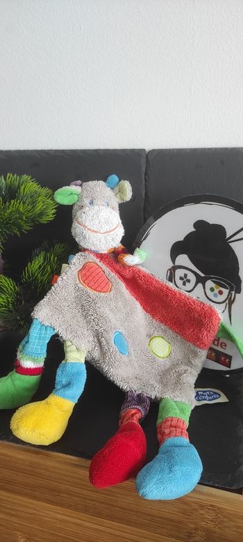Mots d'enfants doudou vache rouge gris pois vert girafe Zoé Ronds Écharpe