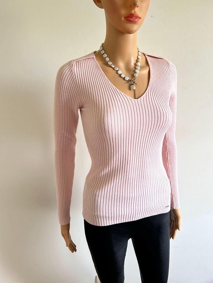 Pull rose clair à manches longues Morgan taille XS TBE - photo numéro 2