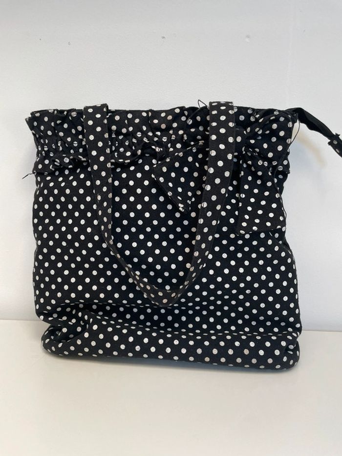 Sac à main fille noir à pois blanc