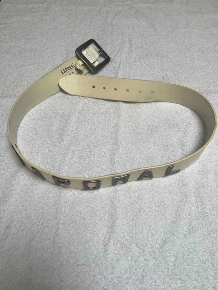 ceinture kaporal cuir blanc taille 95 en bon etat - photo numéro 2