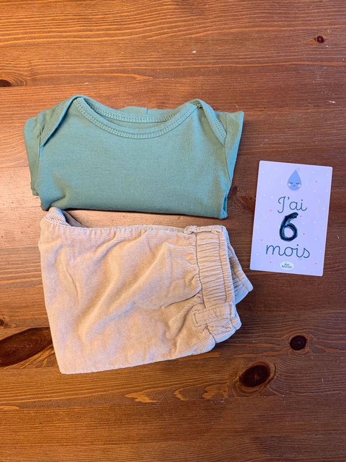 Ensemble bodie vert + pantalon velours beugz - photo numéro 2