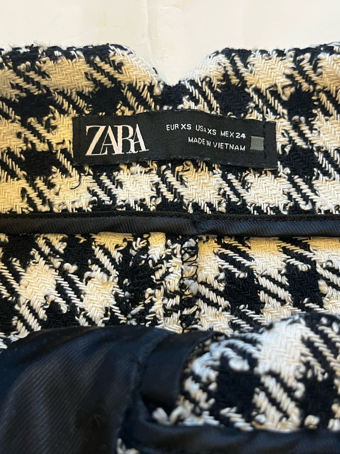 Ensemble chic blazer et short motif carreaux  pied de poule noir et blanc zara taille Xs/34 - photo numéro 6