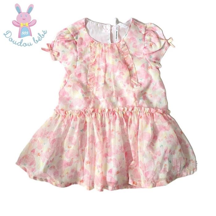 Robe à fleurs rose bébé fille 9 Mois été Orchestra