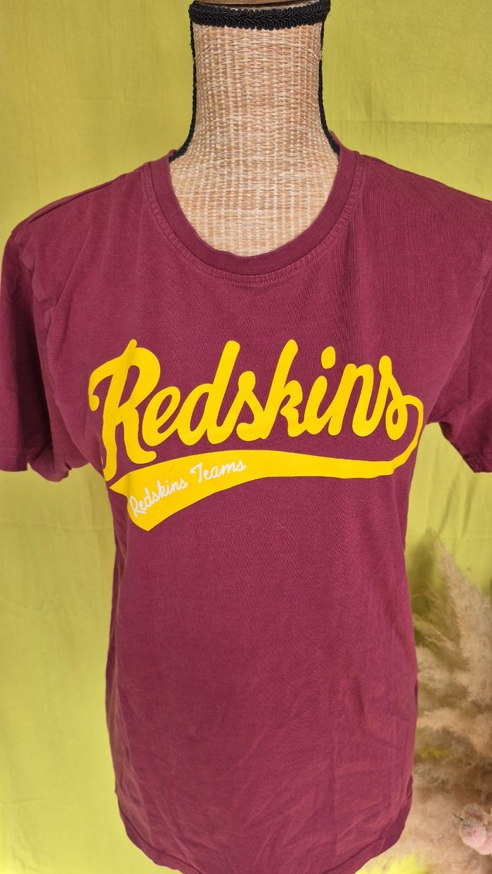 T-shirt Redskins bordeaux logo jaune  – 100 % coton - photo numéro 2