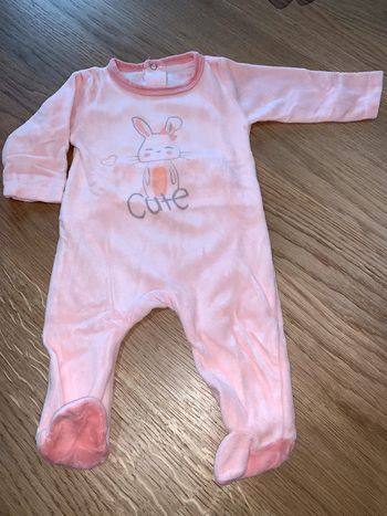pyjama 1 pièce long bébé fille InExtenso dors bien rose lapin