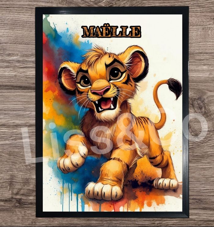 Cadre personnalisé Simba Roi Lion  prénom au choix - photo numéro 2