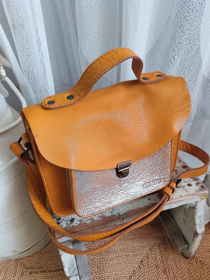 Paul Marius | Sac cartable mademoiselle Georges | safran argenté - photo numéro 7