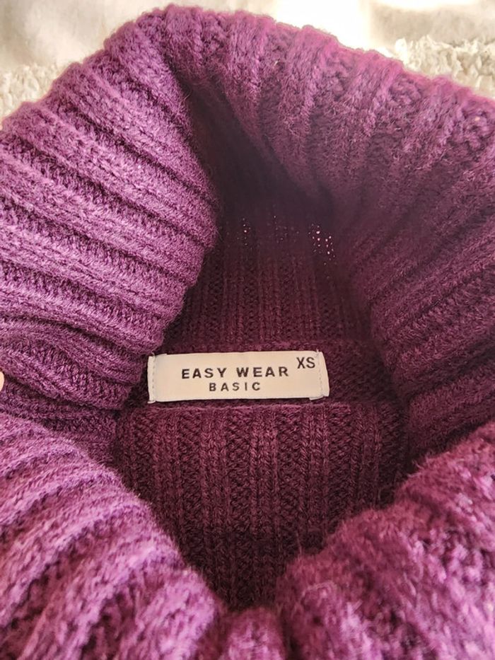Pull violet col roulé T.XS/34 - photo numéro 3