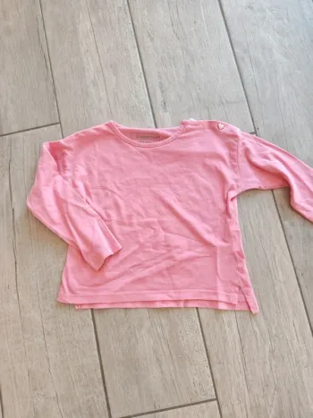 T-shirt manches longues rose uni 2 ans