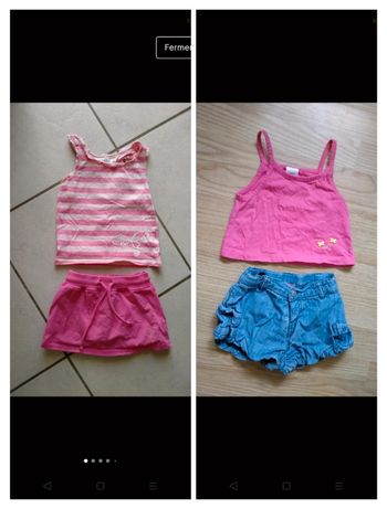 Lot de 2 ensembles short et débardeurs. Bébé 6 mois