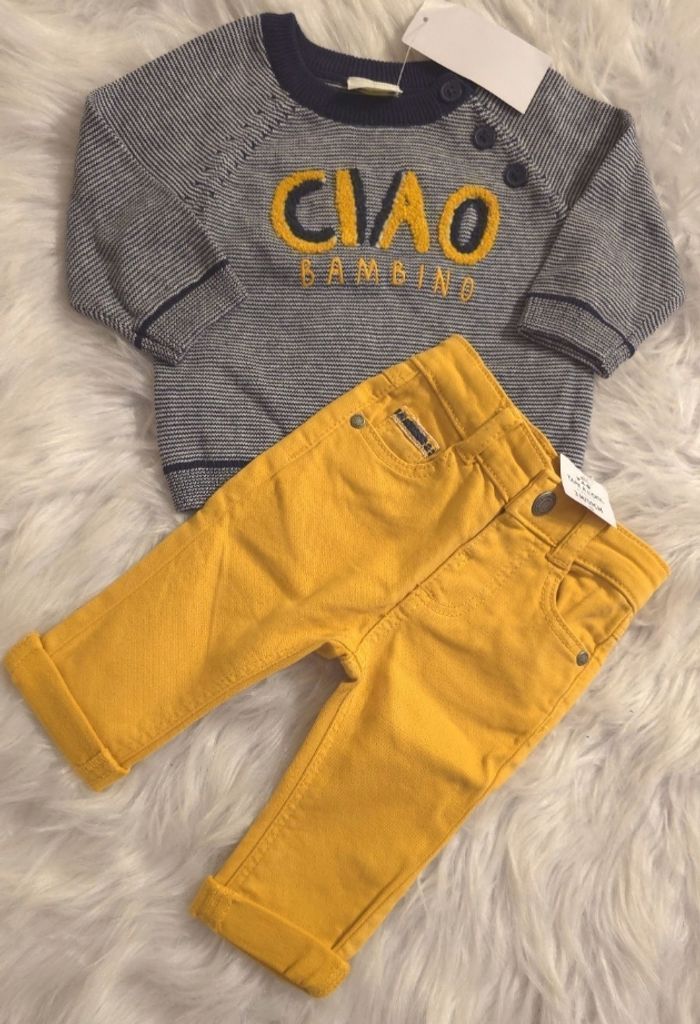 (NEUFS  non portés) 🏷🏷😍💙🥰 superbe ensemble pull tricot et jeans 3mois Garçon 🥰💙