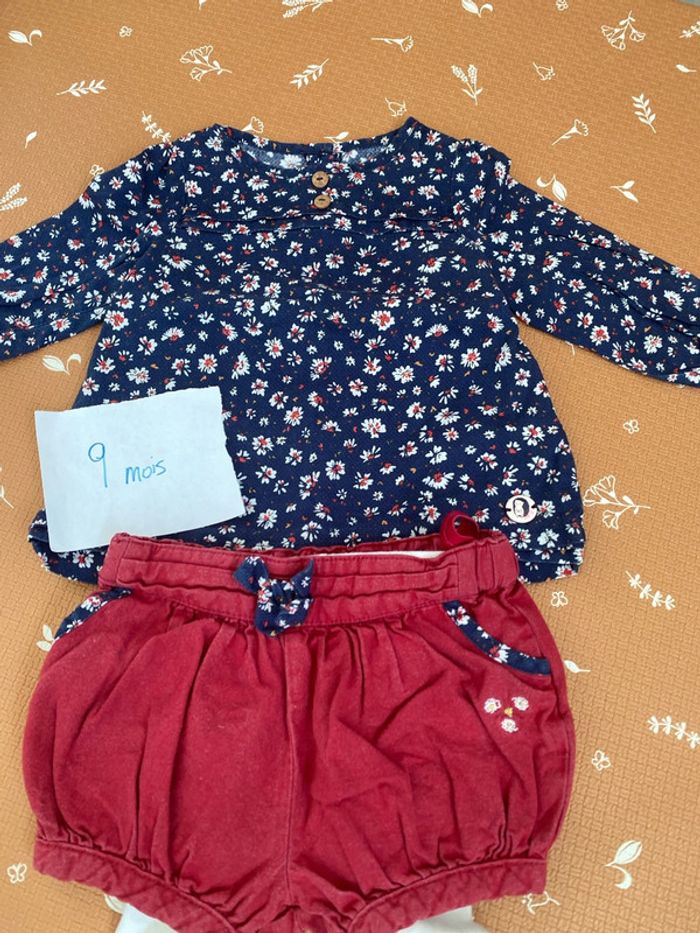 Blouse + short + collants 9 mois - photo numéro 2