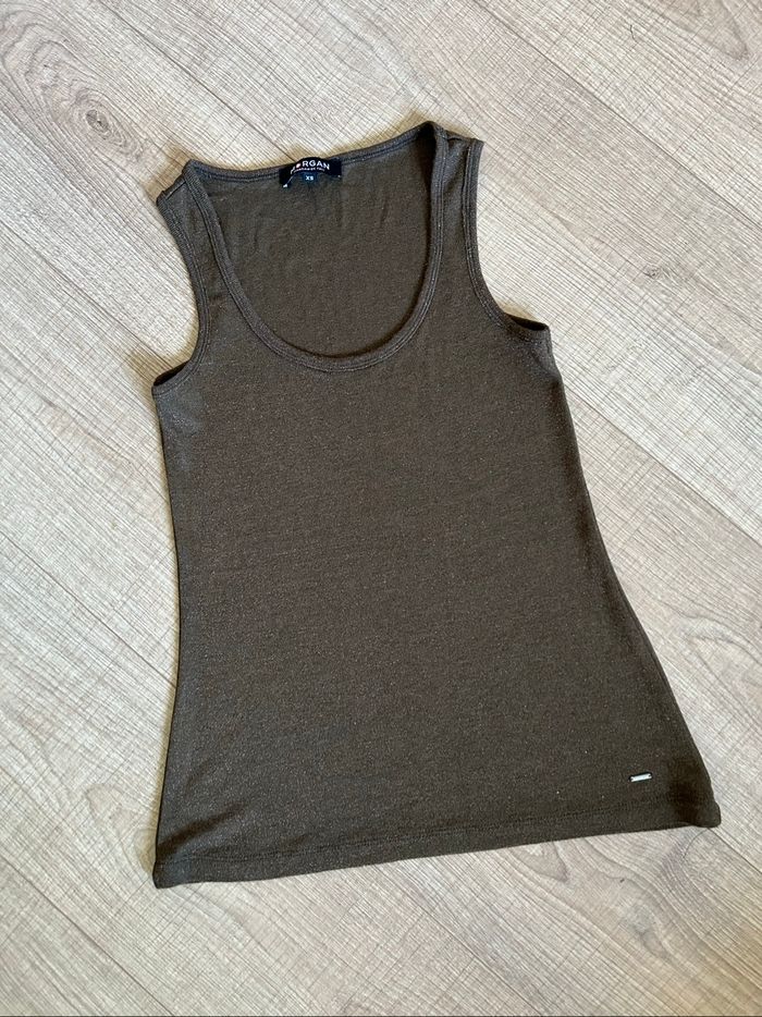 Débardeur marron pailleté sans manches Morgan taille XS TBE - photo numéro 7