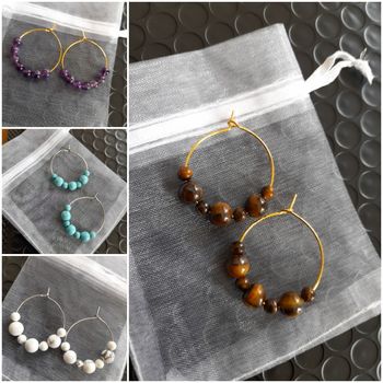 Créoles en perles de pierres naturelles