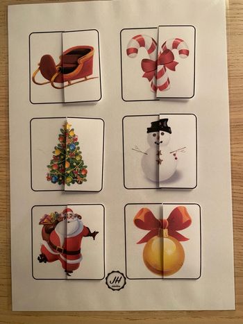 Fiche Montessori : Spécial Noël : Les moitiés